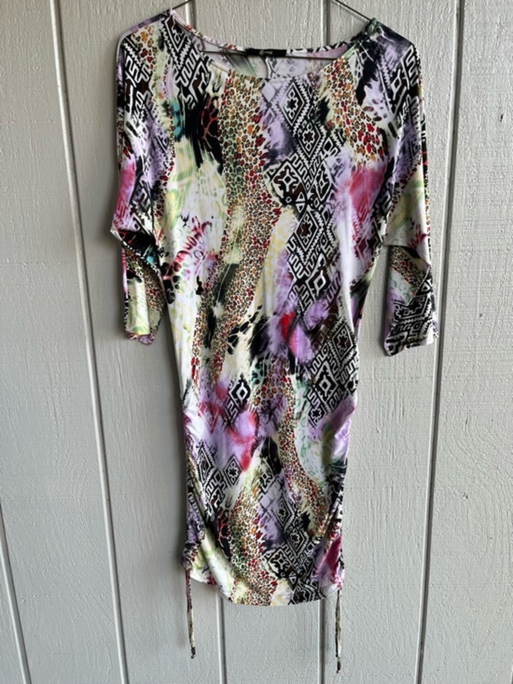 Roberto Cavalli‎ Y2K Bodycon Dress Adjustable Cinched Sides Animal Print Size S